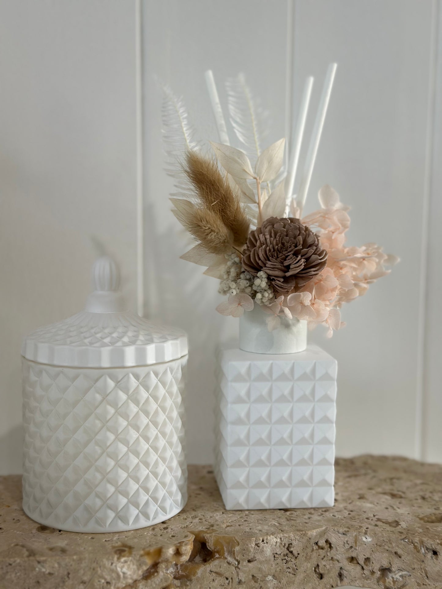 Floral GEO JAR Reed Diffuser white